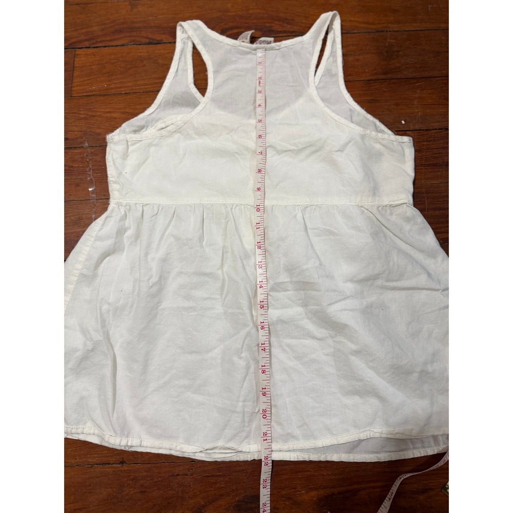 Mudd White Cotton Racerback Tank Top Lace Detail Button Front Babydoll Medium